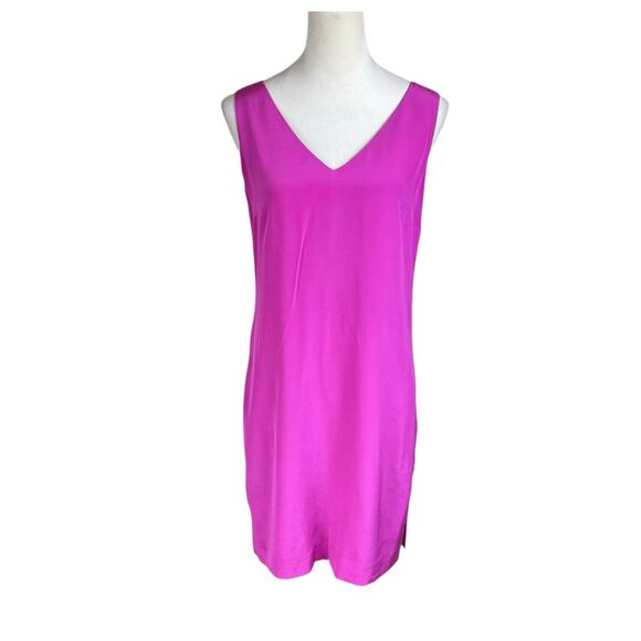 Cynthia Rowley Magenta Pink Purple 100% Silk Sleeveless V-neck Mini Slip Dress - Picture 2 of 10